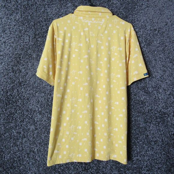 William Murray Polo Shirt Mens M Yellow Off The Rocks Print Stretch BReathable - Picture 2 of 13